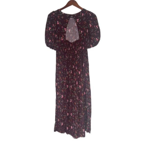 Old Navy Puff Sleeve Open Back Cottagecore Floral Print Maxi Dress - Picture 5 of 9